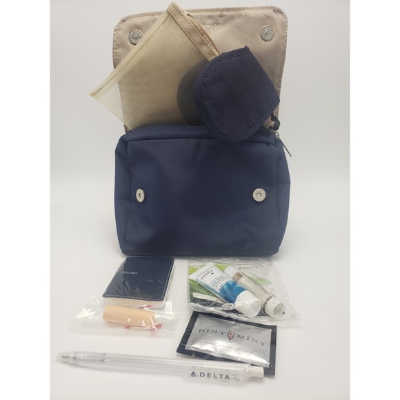 Delta Airlines Amenity Kit Flap Zip Bag Removable Mesh Insert New Sealed - Picture 7 of 8